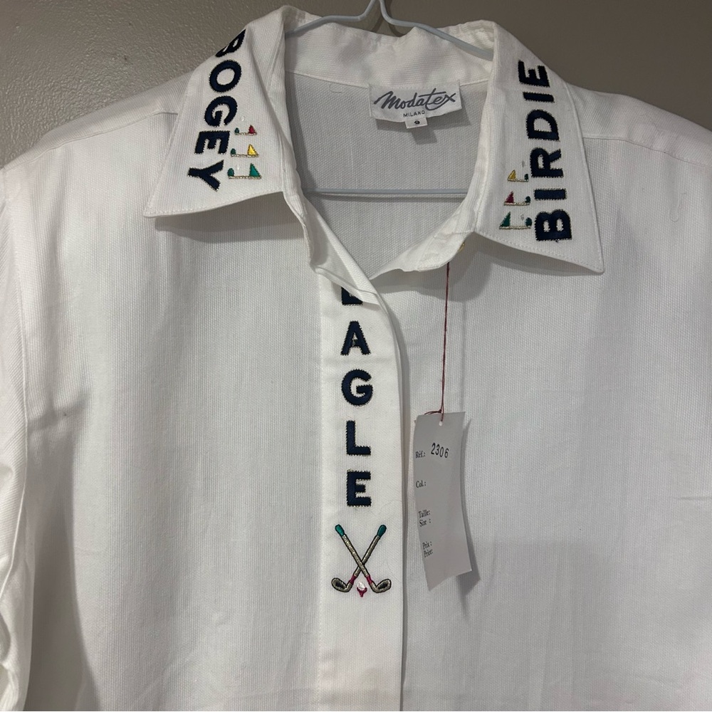 NWT vintage golf embroidered novelty button up - Picture 2 of 7